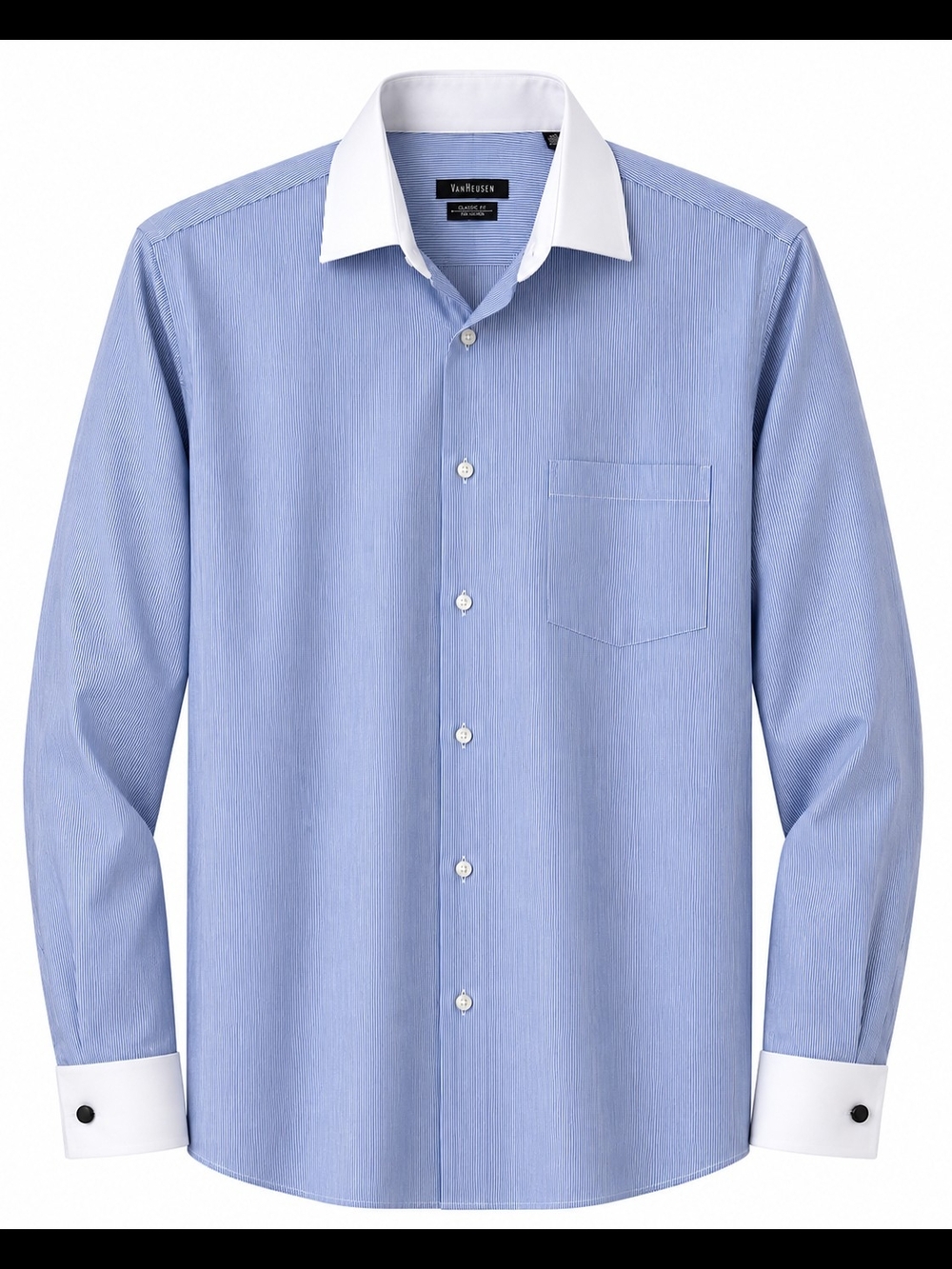 Van Heusen Light Blue Dress Shirt with White Contrast Regular Fit 16.5